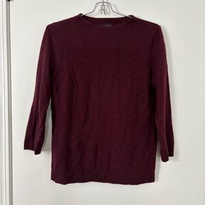 Talbots Women's Burgundy Pure Cashmere Crew Neck 3/4 Sleeve Pullover Sweater S